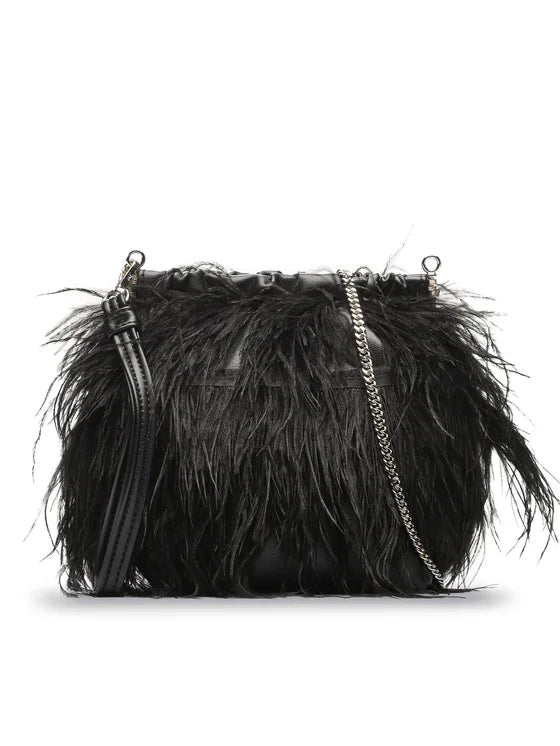 PATRIZIA PEPE - BORSA IN NAPPA CON PIUME