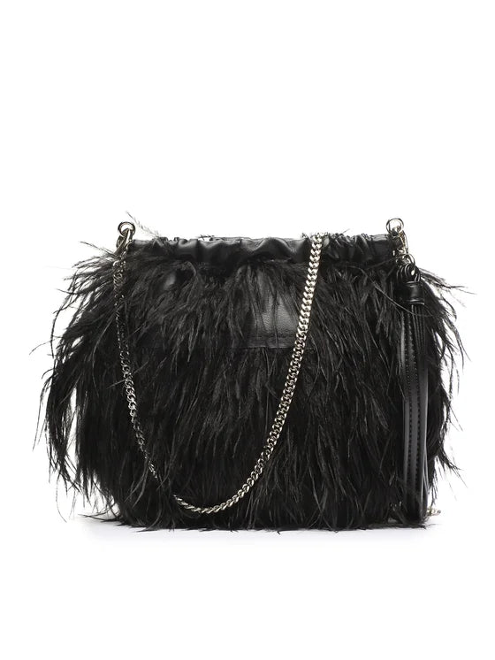 PATRIZIA PEPE - BORSA IN NAPPA CON PIUME