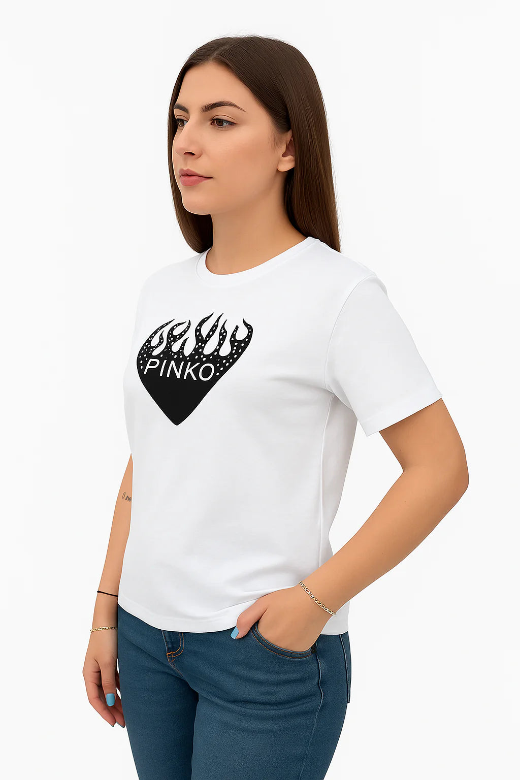 PINKO UP - MAGLIETTA STRASS CUORE
