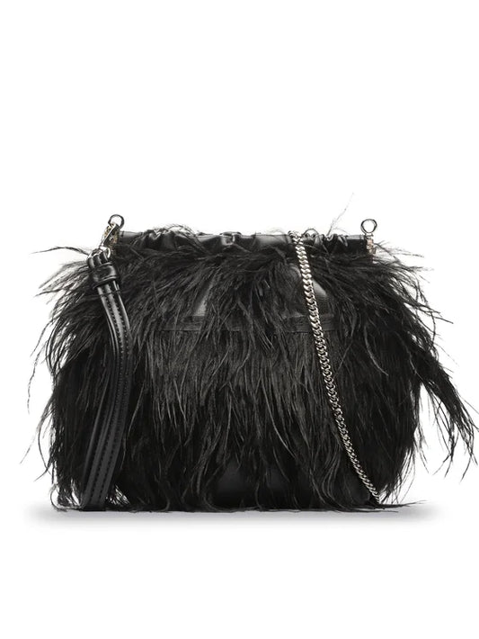 PATRIZIA PEPE - BORSA IN NAPPA CON PIUME
