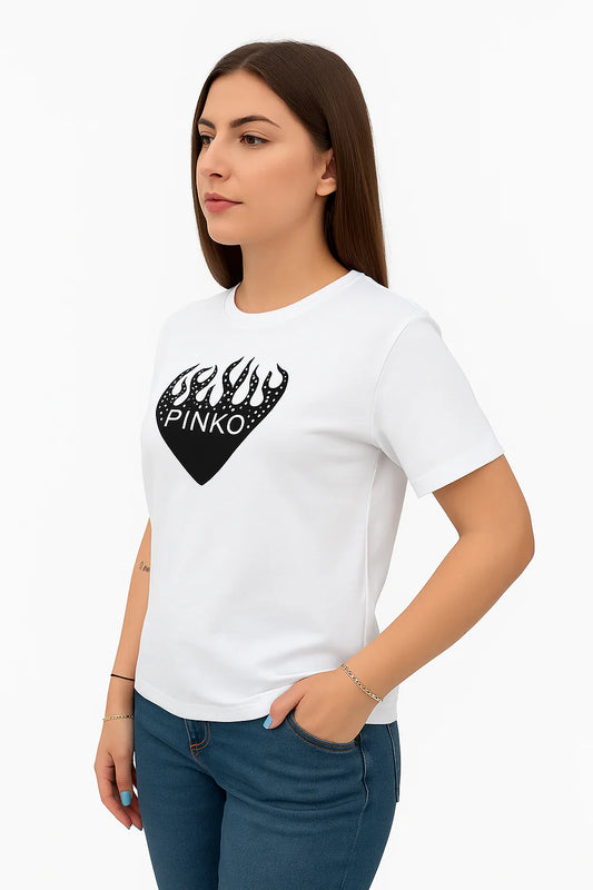 PINKO UP - MAGLIETTA STRASS CUORE